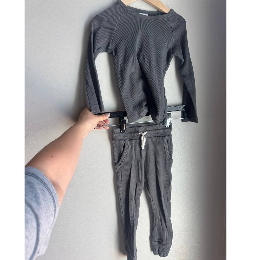 Mebie Baby Ribbed Organic Cotton Top Jogger Set 3T Scandi Baby Euro Summer Y2K